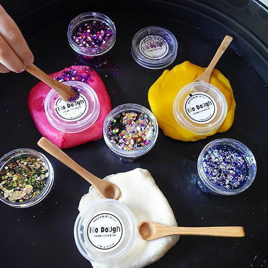 Colourful Bio DoUgh with sparkling glitter for creative play