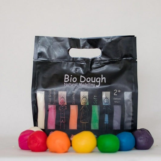 Bio DoUgh rainbow playdough colours showing their soft texture