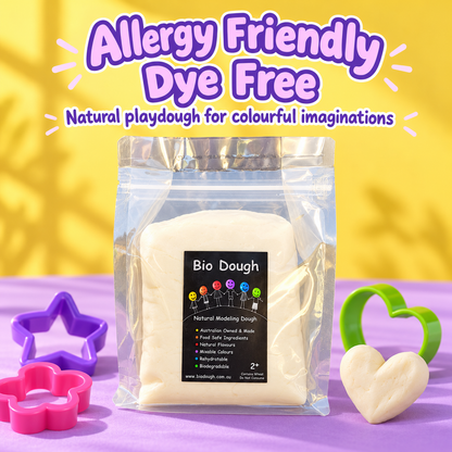 Scent-free and dye-free Bio DoUgh 1kg natural playdough with colourful playdough cutters