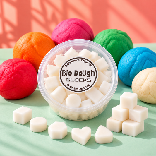 Bio DoUgh Blocks natural no-dye playdough shapes with colourful Bio DoUgh playdough