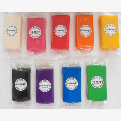 Colourful Bio DoUgh Samplers showing soft rainbow play dough for sensory play