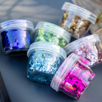 Colourful Bio DoUgh biodegradable glitter jars for playdough, crafts and sensory play