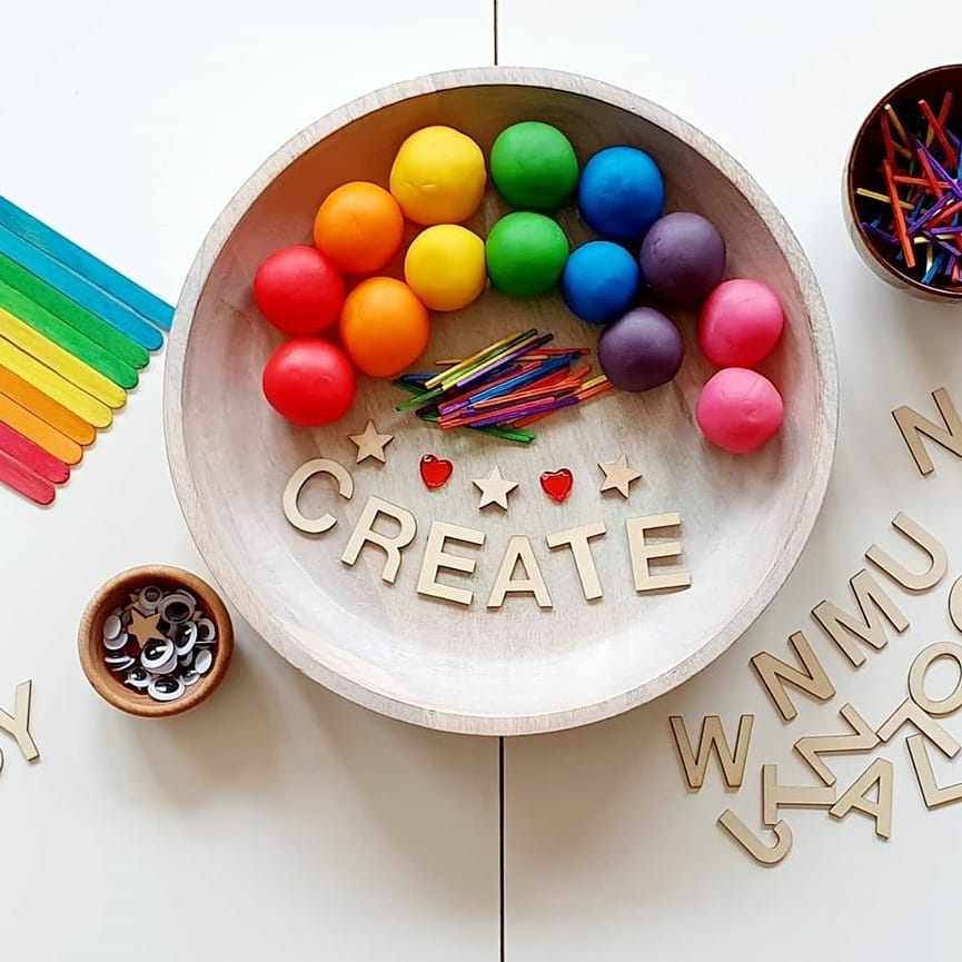 Bio DoUgh Rainbow Double Pack laid flat showing our playdough colours