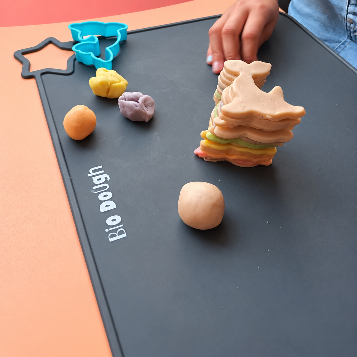 Bio DoUgh Silicone Rolling Pin and Mat Playdough Fun Bundle