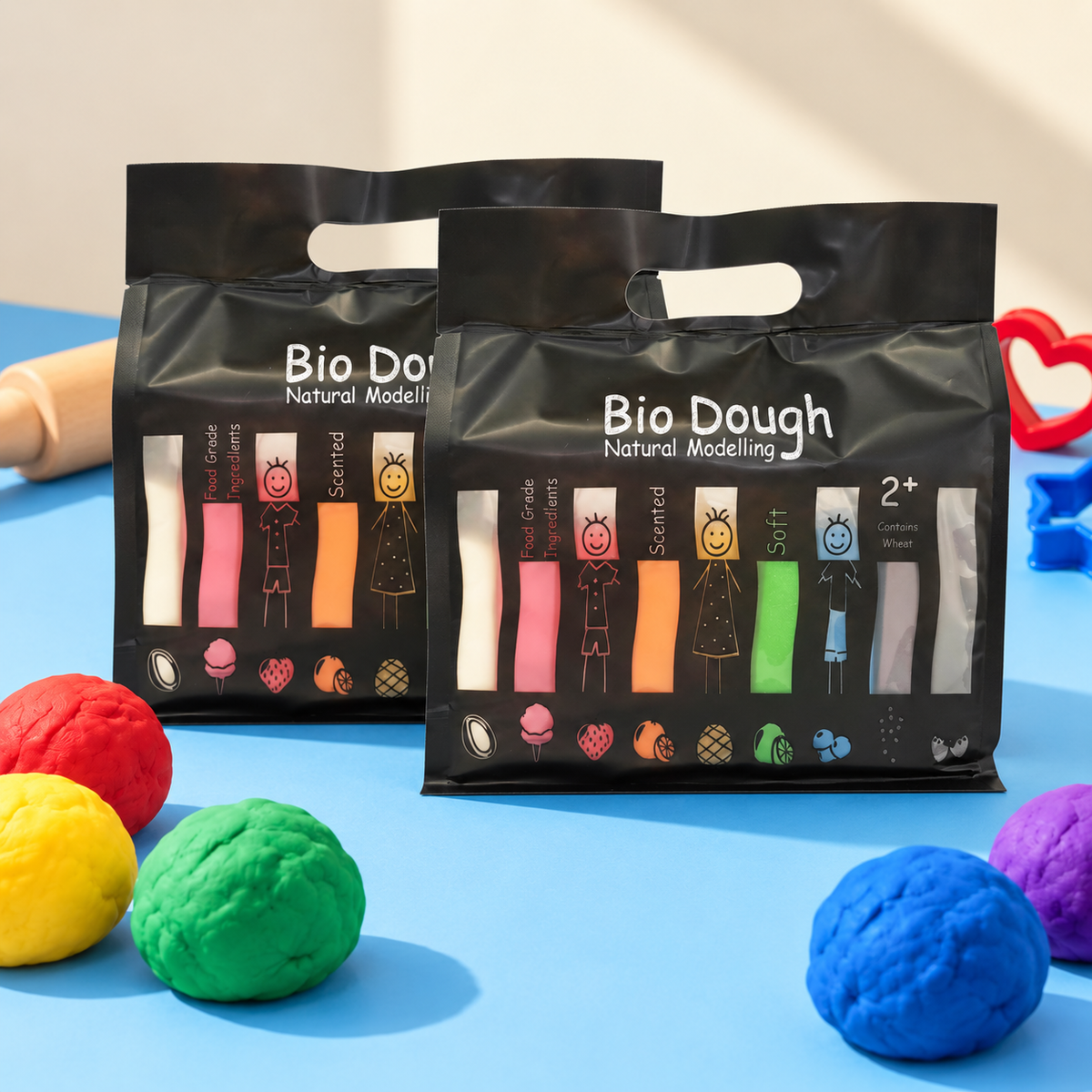 Bio DoUgh Rainbow in a Bag Play Dough 2 Pack – 9 Colours & Scents for Kids