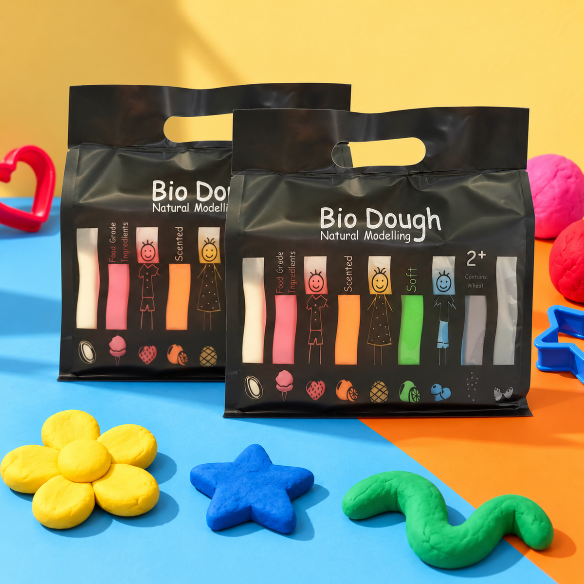 Bio DoUgh Rainbow in a Bag Play Dough 2 Pack – 9 Colours & Scents for Kids