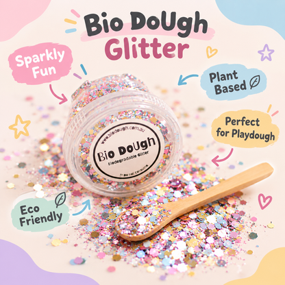 Bio DoUgh Candy Mix plant-based biodegradable glitter for playdough and creative sensory play