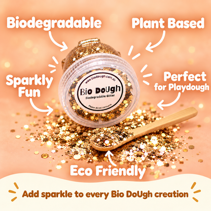 Bio DoUgh Golden plant-based biodegradable glitter for playdough and creative play