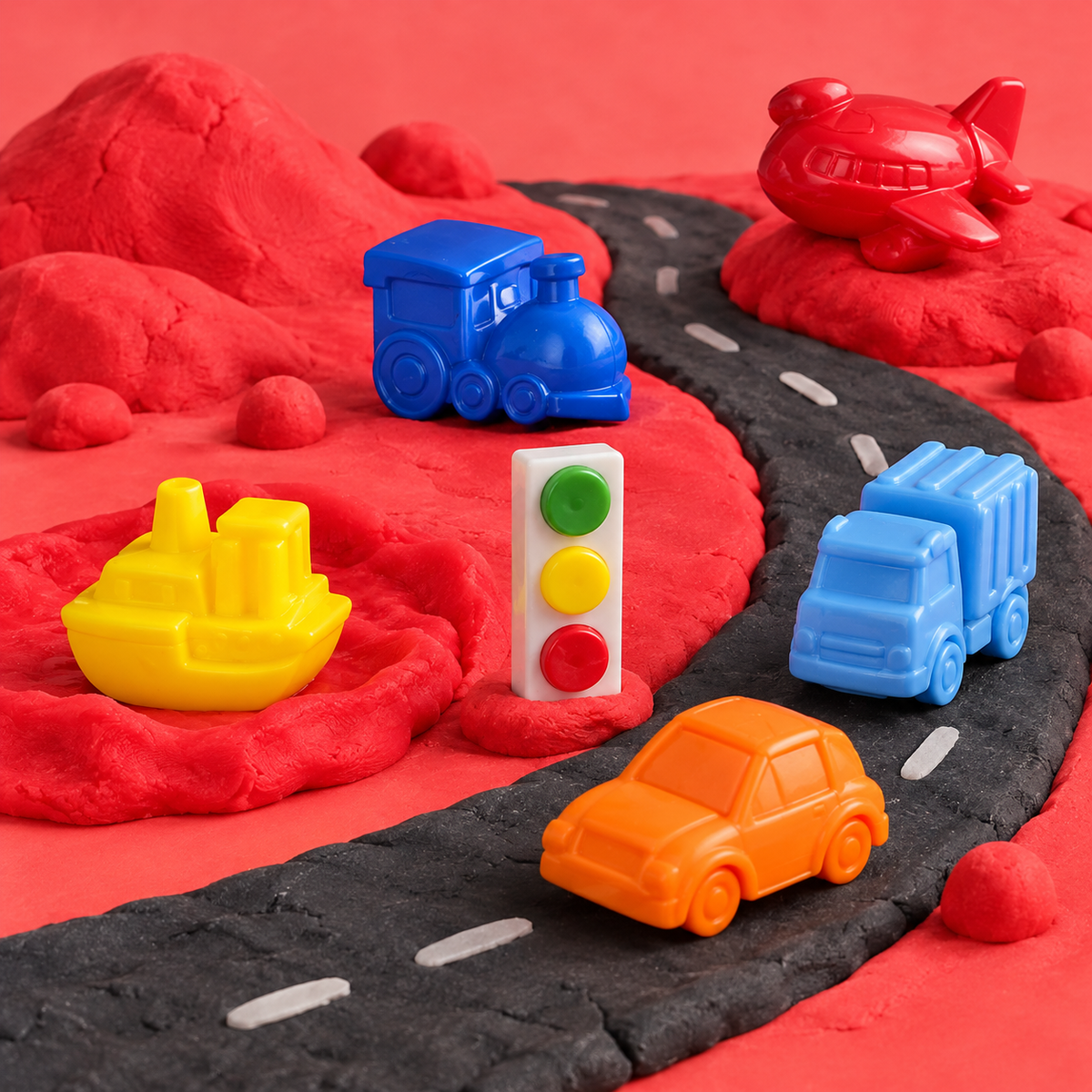Transport Playdough Sensory Set – Cars, Trucks, Planes, Trains and Boats