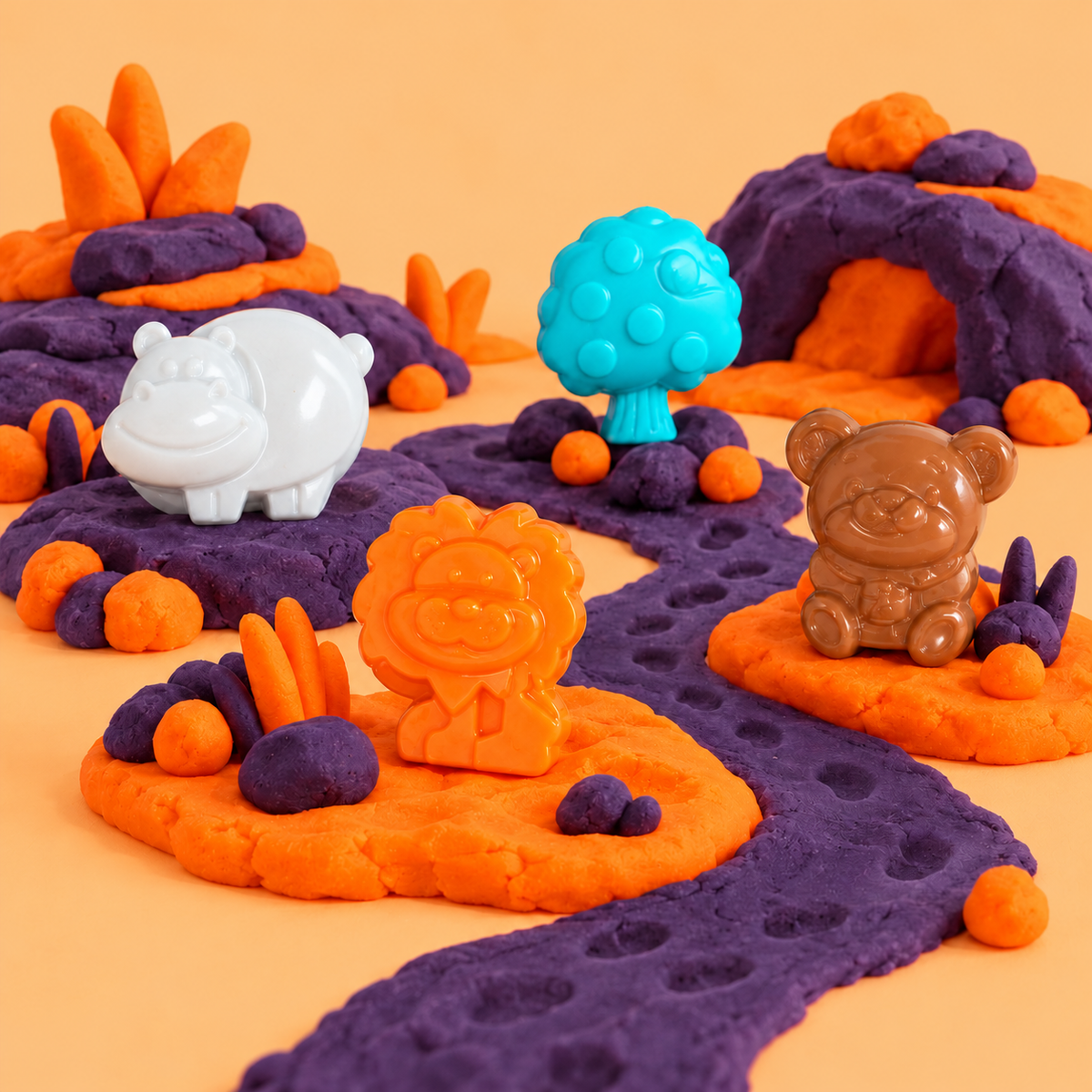 Animal Figurines & Playdough Sensory Play Set | Bio DoUgh